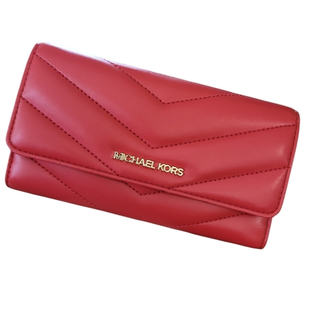 Michael Kors Quilted Large TriFold Wallet - Red
